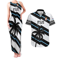 Custom Fiji 2024 Rugby Couples Matching Tank Maxi Dress and Hawaiian Shirt Fijian Tapa Pattern LT01 White - Polynesian Pride