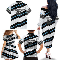 Custom Fiji 2024 Rugby Family Matching Off The Shoulder Long Sleeve Dress and Hawaiian Shirt Fijian Tapa Pattern LT01 - Polynesian Pride