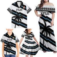 Custom Fiji 2024 Rugby Family Matching Off Shoulder Maxi Dress and Hawaiian Shirt Fijian Tapa Pattern LT01 - Polynesian Pride