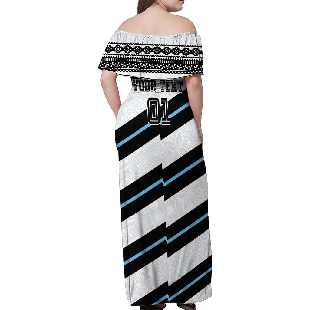 Custom Fiji 2024 Rugby Family Matching Off Shoulder Maxi Dress and Hawaiian Shirt Fijian Tapa Pattern LT01 - Polynesian Pride
