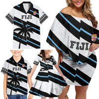 Custom Fiji 2024 Rugby Family Matching Off Shoulder Short Dress and Hawaiian Shirt Fijian Tapa Pattern LT01 - Polynesian Pride