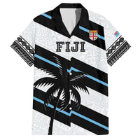 Custom Fiji 2024 Rugby Family Matching Off Shoulder Short Dress and Hawaiian Shirt Fijian Tapa Pattern LT01 Dad's Shirt - Short Sleeve White - Polynesian Pride