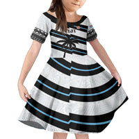 Custom Fiji 2024 Rugby Family Matching Puletasi and Hawaiian Shirt Fijian Tapa Pattern LT01 Daughter's Dress White - Polynesian Pride