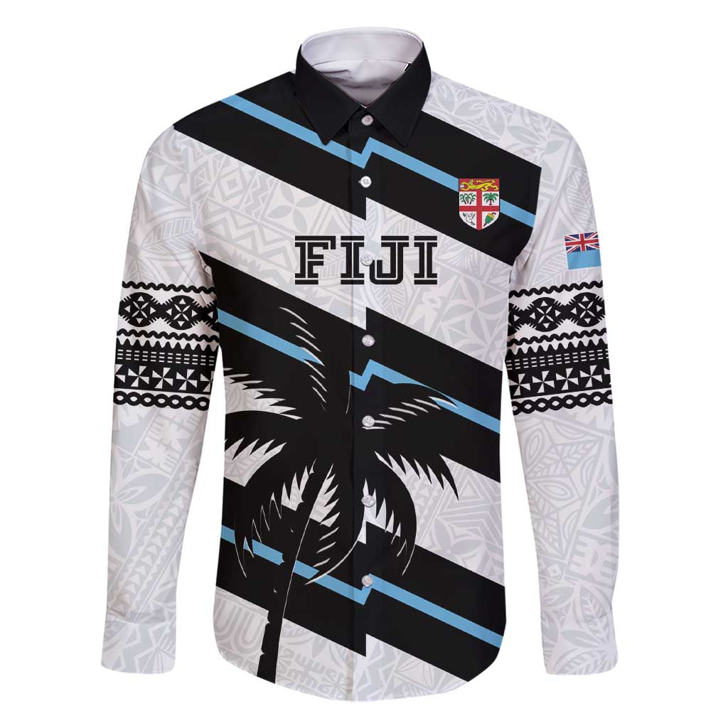 Custom Fiji 2024 Rugby Family Matching Short Sleeve Bodycon Dress and Hawaiian Shirt Fijian Tapa Pattern LT01 Dad's Shirt - Long Sleeve White - Polynesian Pride