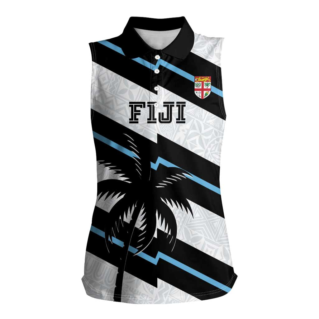 Custom Fiji 2024 Rugby Women Sleeveless Polo Shirt Fijian Tapa Pattern LT01 Female White - Polynesian Pride