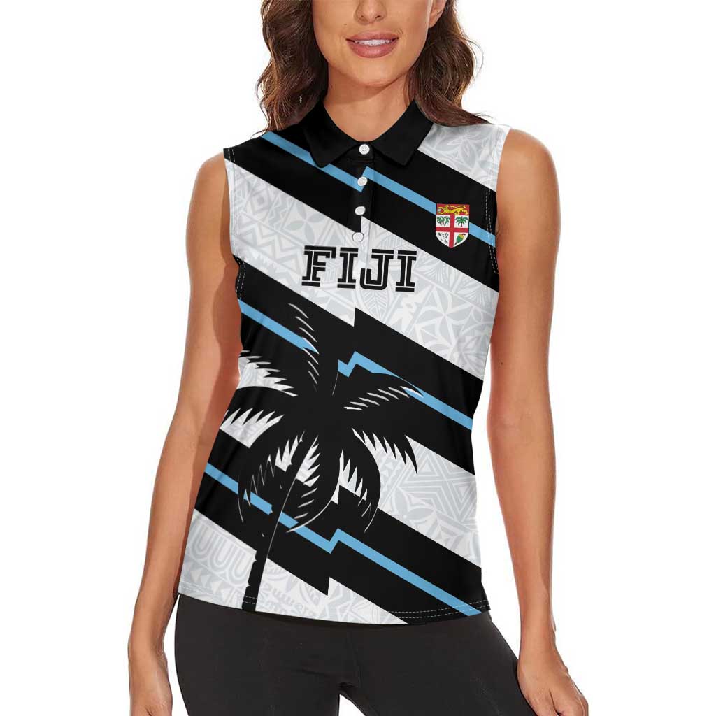 Custom Fiji 2024 Rugby Women Sleeveless Polo Shirt Fijian Tapa Pattern LT01 - Polynesian Pride