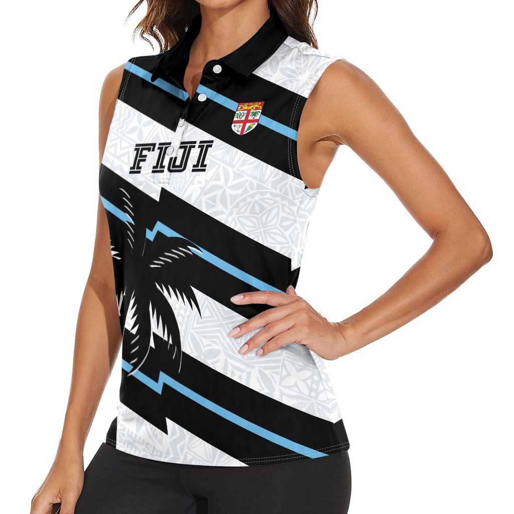 Custom Fiji 2024 Rugby Women Sleeveless Polo Shirt Fijian Tapa Pattern LT01 - Polynesian Pride