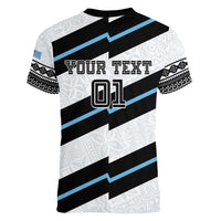 Custom Fiji 2024 Rugby Women V-Neck T-Shirt Fijian Tapa Pattern LT01 - Polynesian Pride
