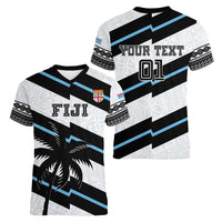 Custom Fiji 2024 Rugby Women V-Neck T-Shirt Fijian Tapa Pattern LT01 - Polynesian Pride