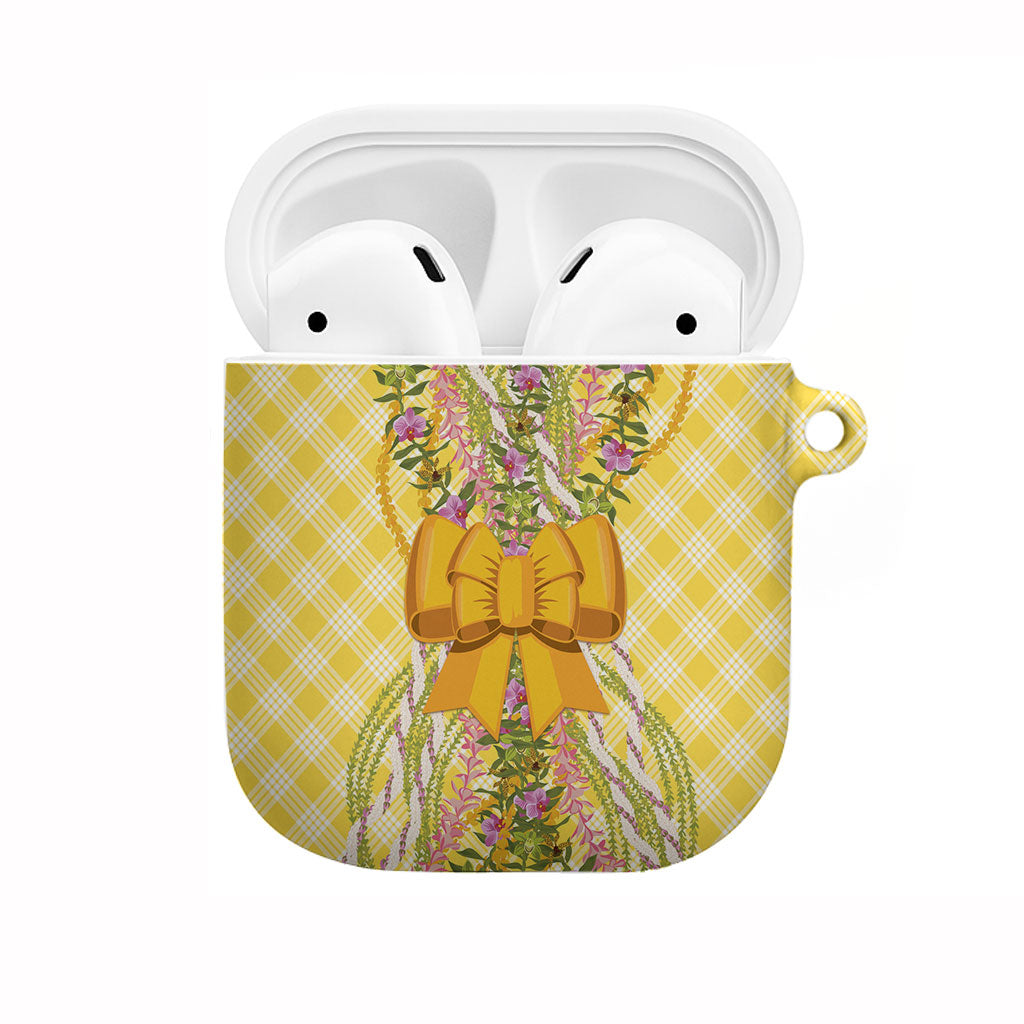Hawaii Palaka Pikake Lokelani Plumeria AirPods Case Melemele Coquette Bow LT01 Yellow - Polynesian Pride