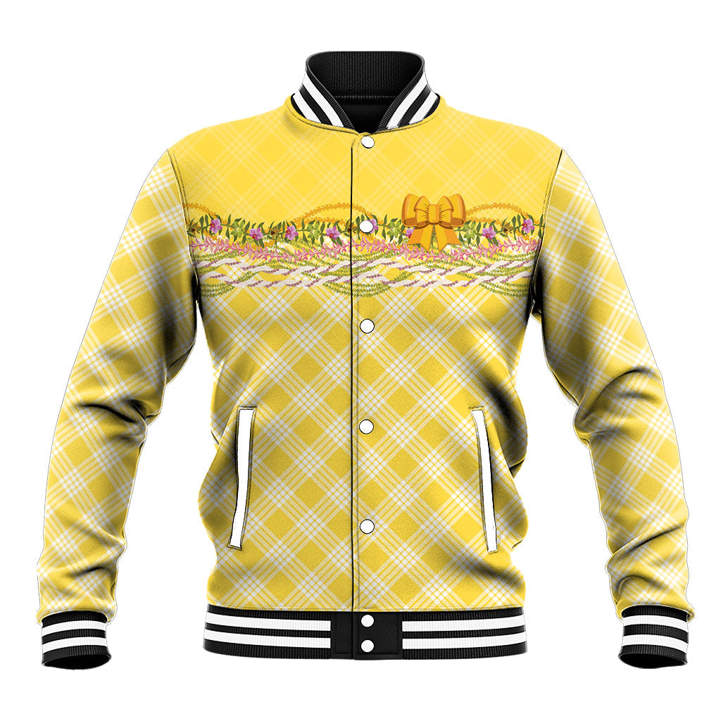 Hawaii Palaka Pikake Lokelani Plumeria Baseball Jacket Melemele Coquette Bow LT01 Unisex Yellow - Polynesian Pride