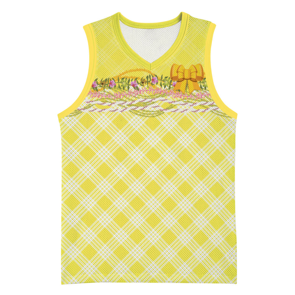 Hawaii Palaka Pikake Lokelani Plumeria Basketball Jersey Melemele Coquette Bow LT01 Unisex Yellow - Polynesian Pride