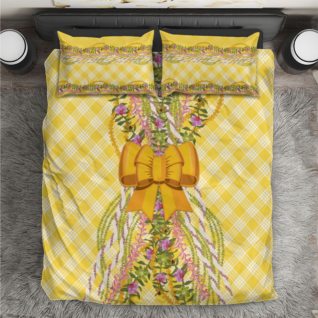 Hawaii Palaka Pikake Lokelani Plumeria Bedding Set Melemele Coquette Bow LT01 Yellow - Polynesian Pride