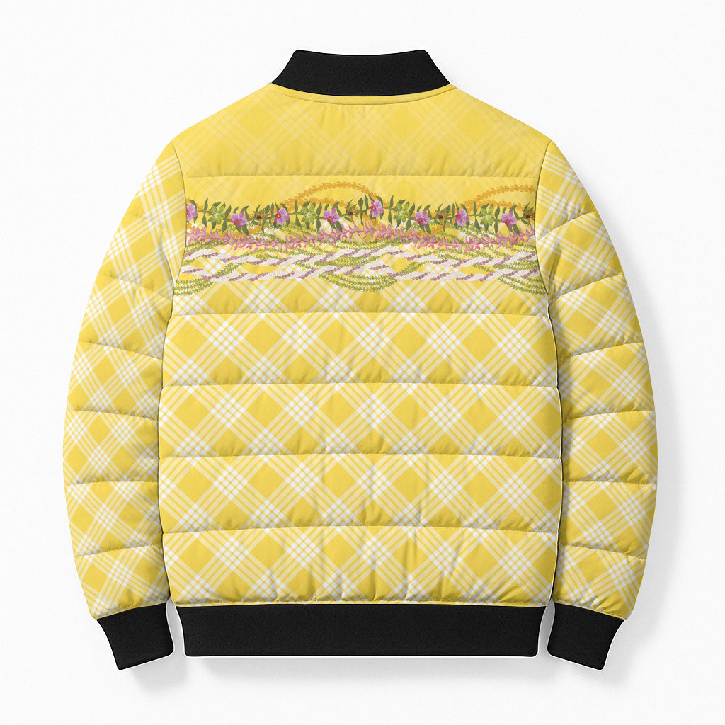 Hawaii Palaka Pikake Lokelani Plumeria Bomber Puffer Jacket Melemele Coquette Bow LT01 - Polynesian Pride