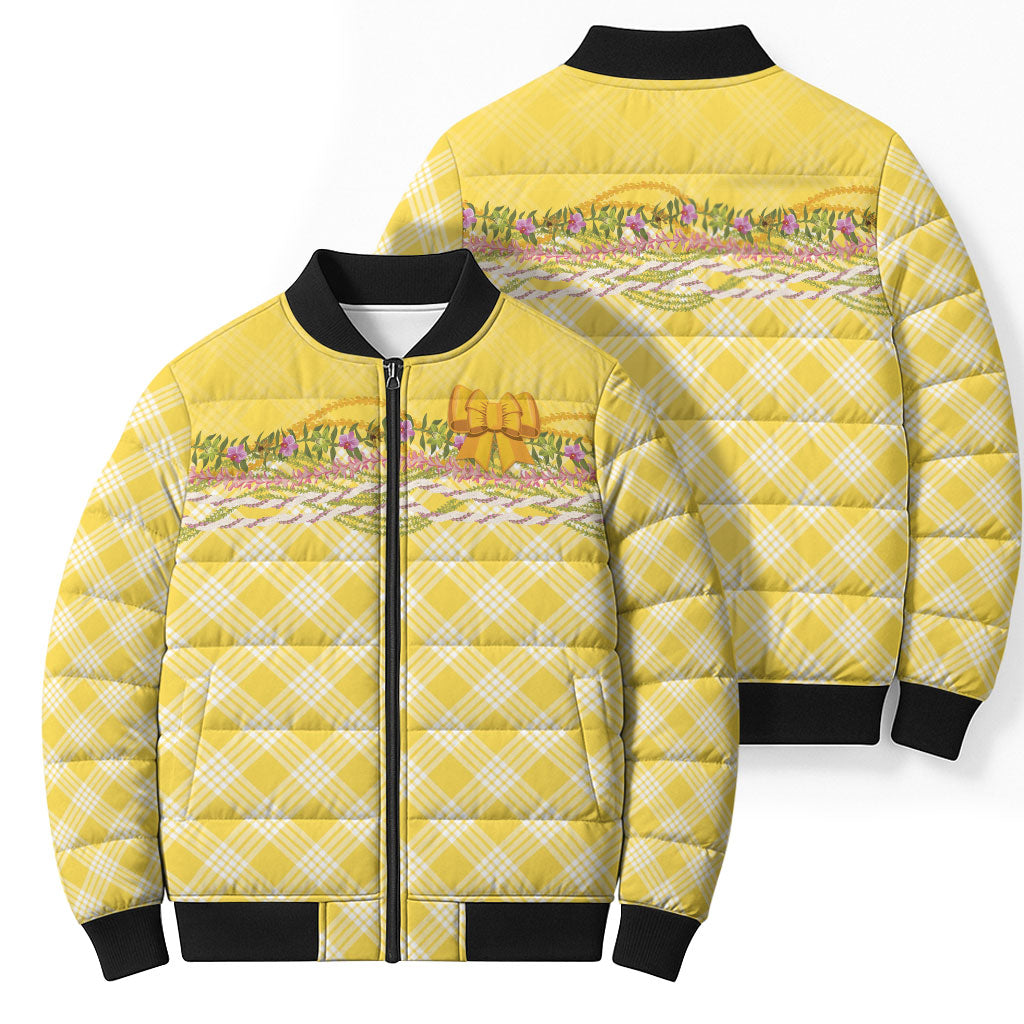Hawaii Palaka Pikake Lokelani Plumeria Bomber Puffer Jacket Melemele Coquette Bow LT01 - Polynesian Pride