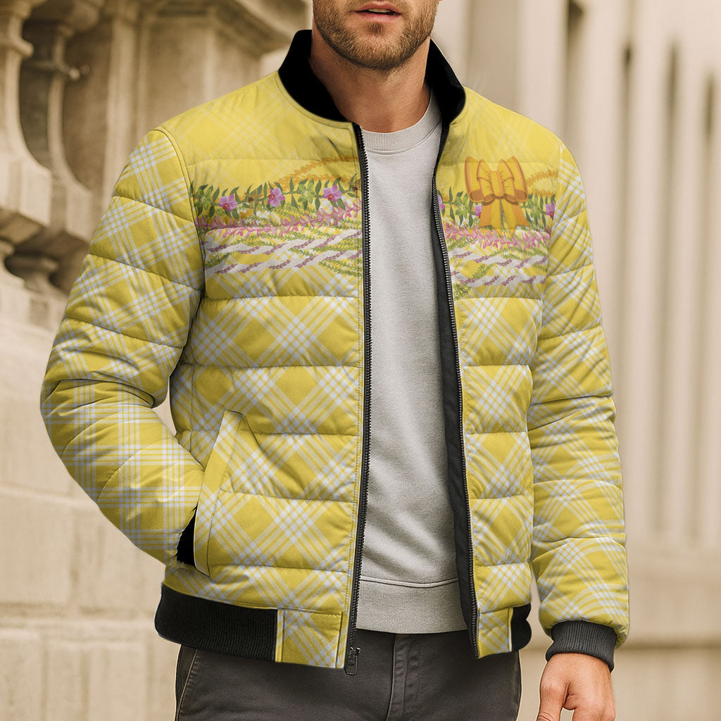 Hawaii Palaka Pikake Lokelani Plumeria Bomber Puffer Jacket Melemele Coquette Bow LT01 - Polynesian Pride