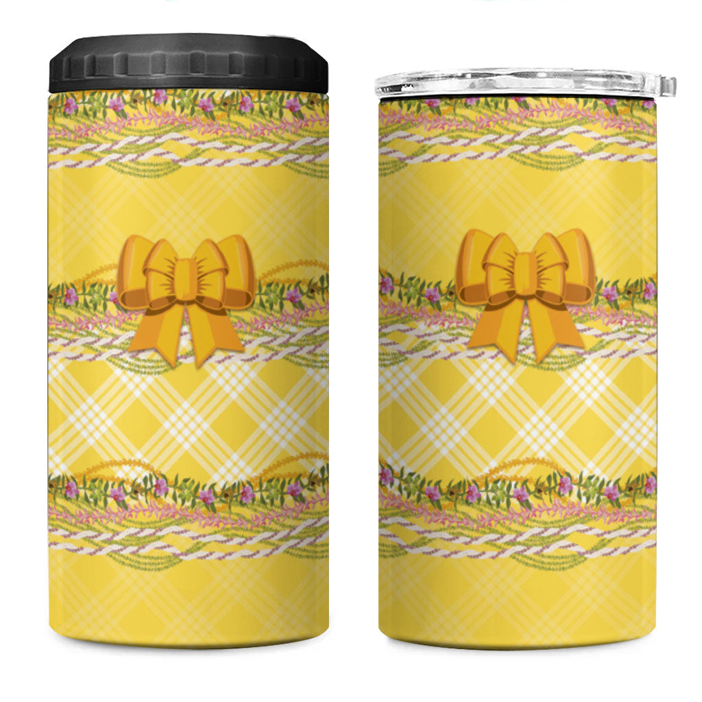 Hawaii Palaka Pikake Lokelani Plumeria 4 in 1 Can Cooler Tumbler Melemele Coquette Bow LT01 One Size: 16 oz Yellow - Polynesian Pride