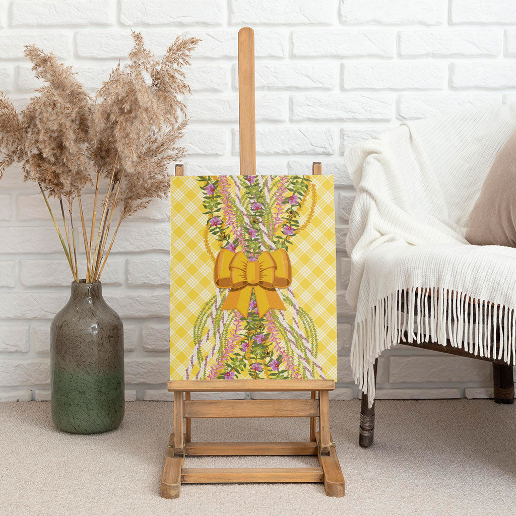 Hawaii Palaka Pikake Lokelani Plumeria Canvas Wall Art Melemele Coquette Bow LT01 - Polynesian Pride