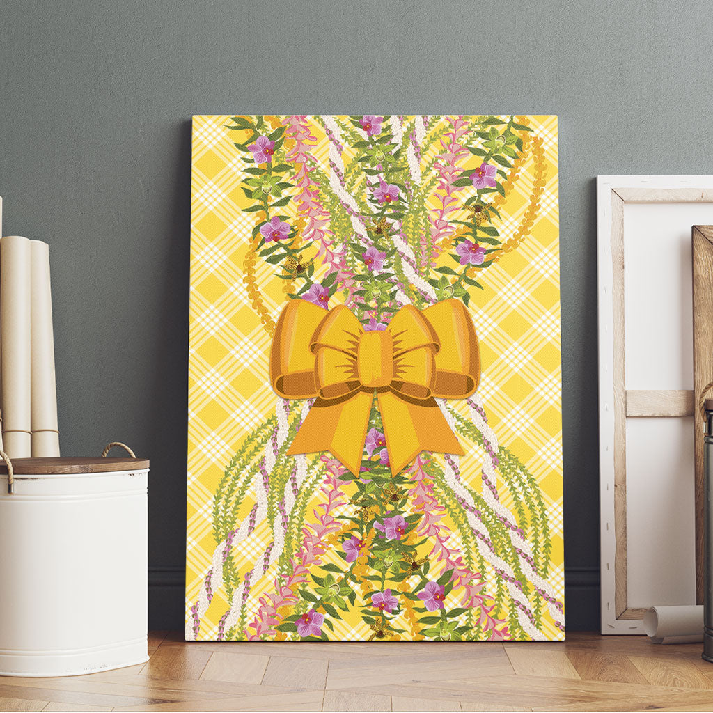 Hawaii Palaka Pikake Lokelani Plumeria Canvas Wall Art Melemele Coquette Bow LT01 - Polynesian Pride