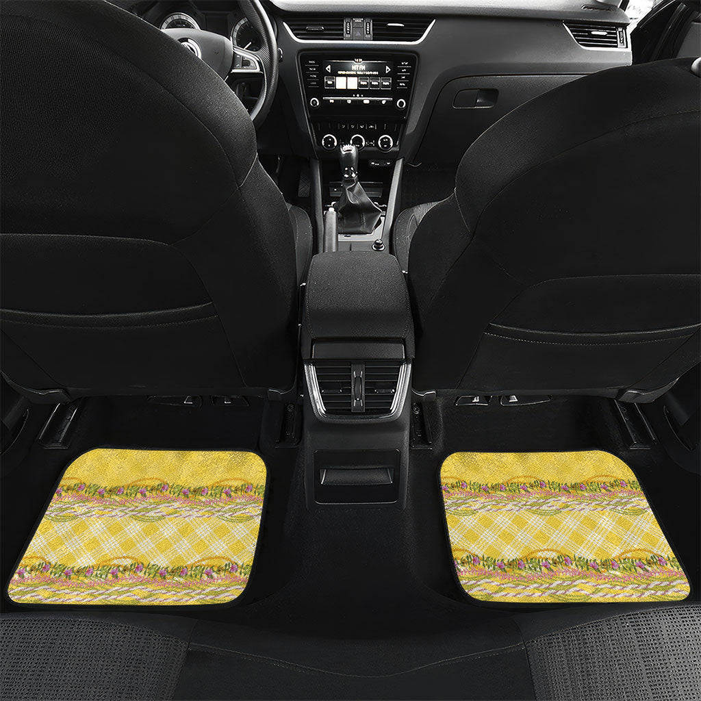 Hawaii Palaka Pikake Lokelani Plumeria Car Mats Melemele Coquette Bow LT01 Set 2pcs - Back Yellow - Polynesian Pride