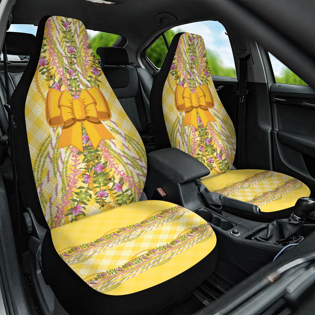 Hawaii Palaka Pikake Lokelani Plumeria Car Seat Cover Melemele Coquette Bow LT01 One Size Yellow - Polynesian Pride
