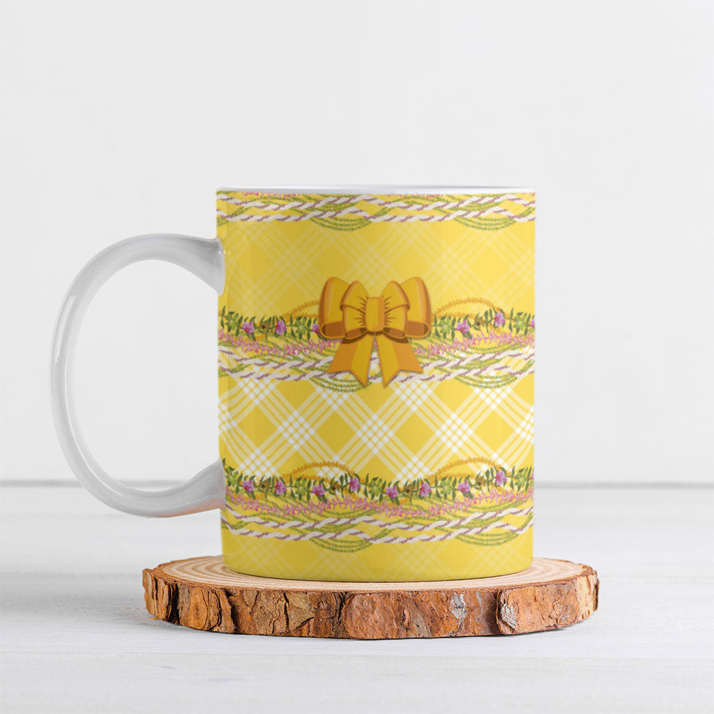Hawaii Palaka Pikake Lokelani Plumeria Ceramic Mug Melemele Coquette Bow LT01 Yellow - Polynesian Pride