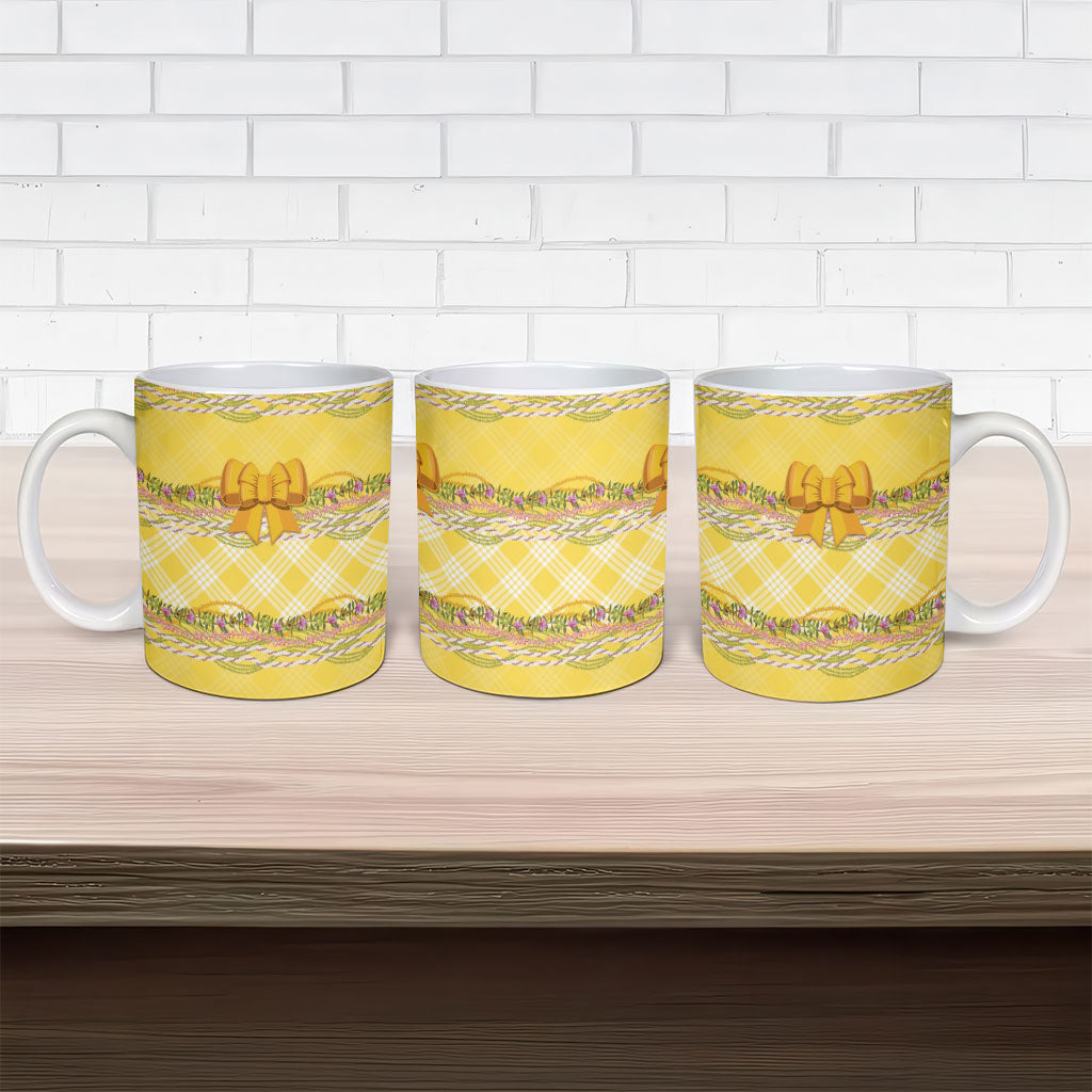 Hawaii Palaka Pikake Lokelani Plumeria Ceramic Mug Melemele Coquette Bow LT01 - Polynesian Pride