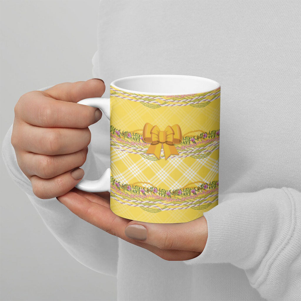 Hawaii Palaka Pikake Lokelani Plumeria Ceramic Mug Melemele Coquette Bow LT01 - Polynesian Pride