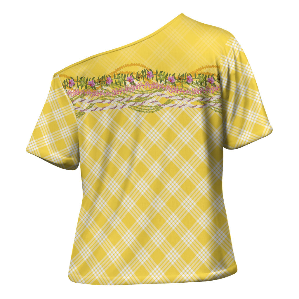 Hawaii Palaka Pikake Lokelani Plumeria Cross Shoulder Shirt Melemele Coquette Bow LT01 - Polynesian Pride