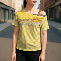 Hawaii Palaka Pikake Lokelani Plumeria Cross Shoulder Shirt Melemele Coquette Bow LT01 - Polynesian Pride