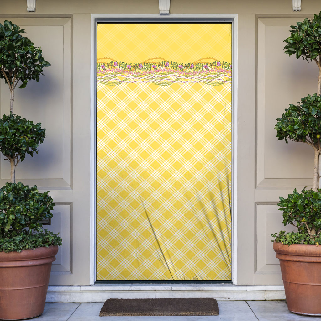 Hawaii Palaka Pikake Lokelani Plumeria Door Cover Melemele Coquette Bow LT01 Yellow - Polynesian Pride