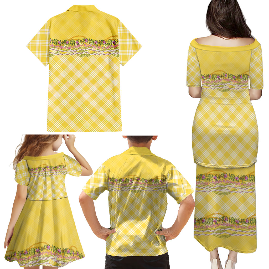 Hawaii Palaka Pikake Lokelani Plumeria Family Matching Puletasi and Hawaiian Shirt Melemele Coquette Bow LT01 - Polynesian Pride