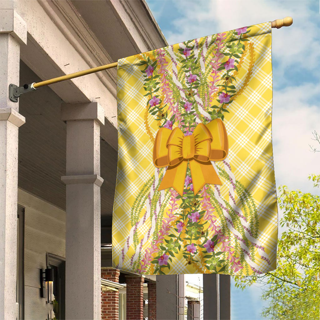 Hawaii Palaka Pikake Lokelani Plumeria Garden Flag Melemele Coquette Bow LT01 House Flag Yellow - Polynesian Pride