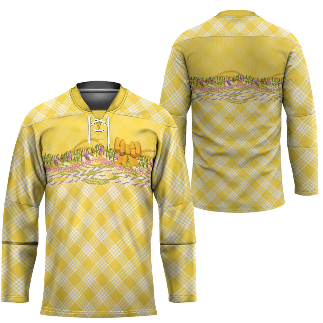 Hawaii Palaka Pikake Lokelani Plumeria Hockey Jersey Melemele Coquette Bow LT01 - Polynesian Pride