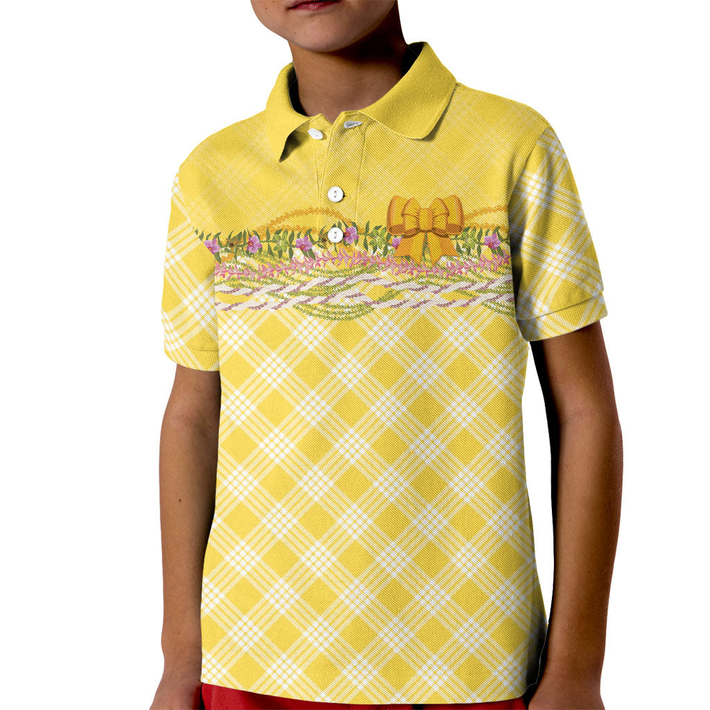 Hawaii Palaka Pikake Lokelani Plumeria Kid Polo Shirt Melemele Coquette Bow LT01 Kid Yellow - Polynesian Pride