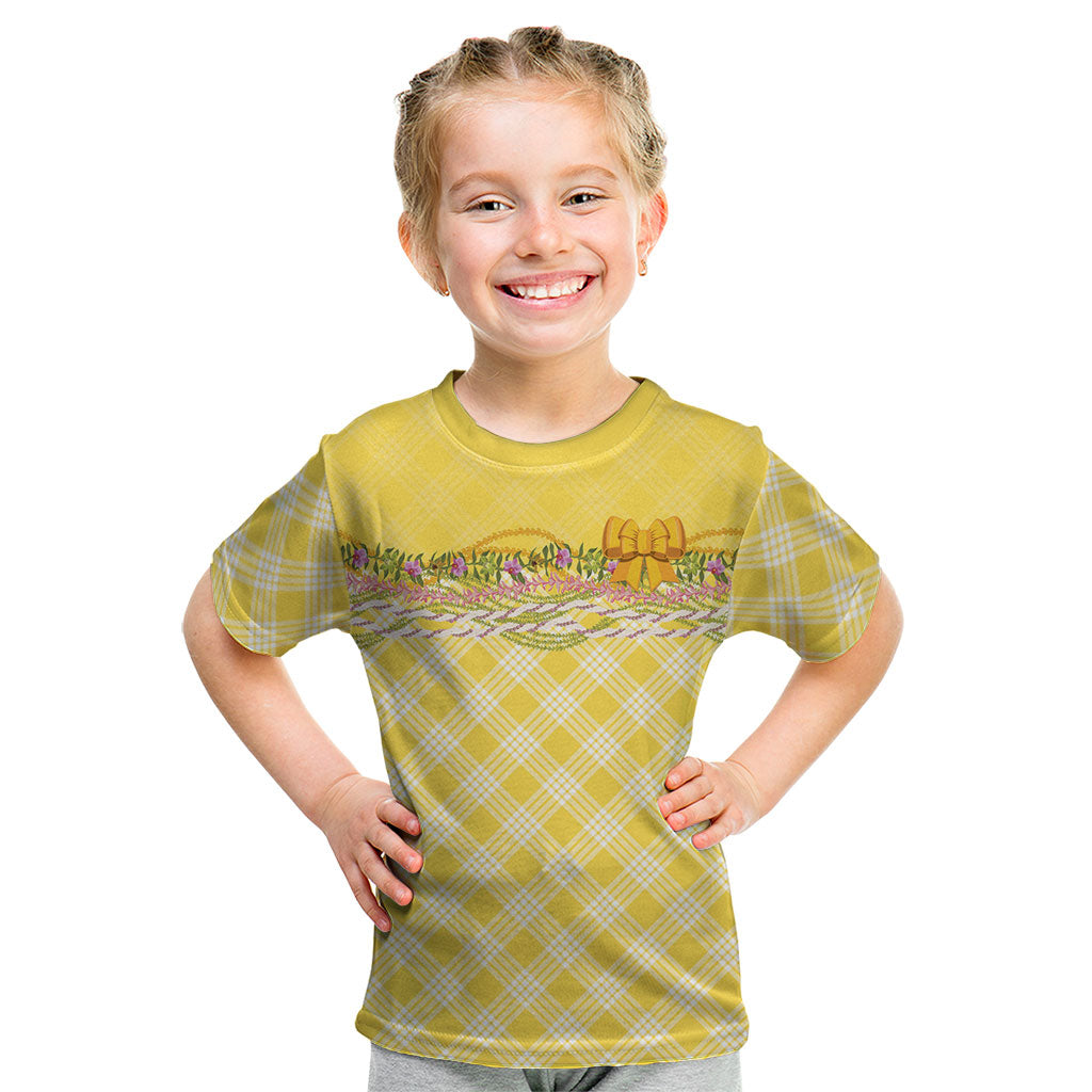 Hawaii Palaka Pikake Lokelani Plumeria Kid T Shirt Melemele Coquette Bow LT01 Yellow - Polynesian Pride