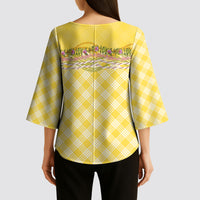 Hawaii Palaka Pikake Lokelani Plumeria Kimono Sleeve Blouse Melemele Coquette Bow LT01 - Polynesian Pride
