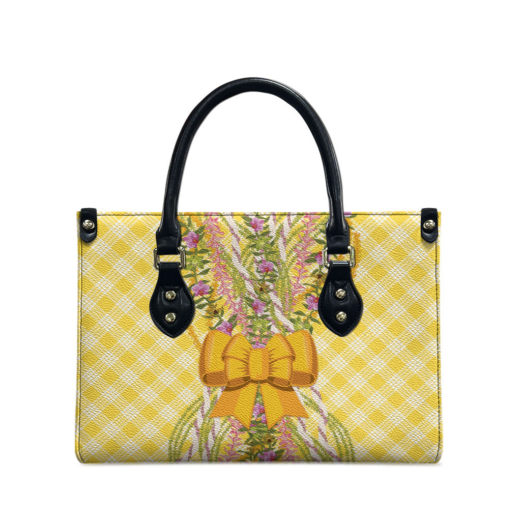 Hawaii Palaka Pikake Lokelani Plumeria Leather Bag Melemele Coquette Bow LT01 - Polynesian Pride