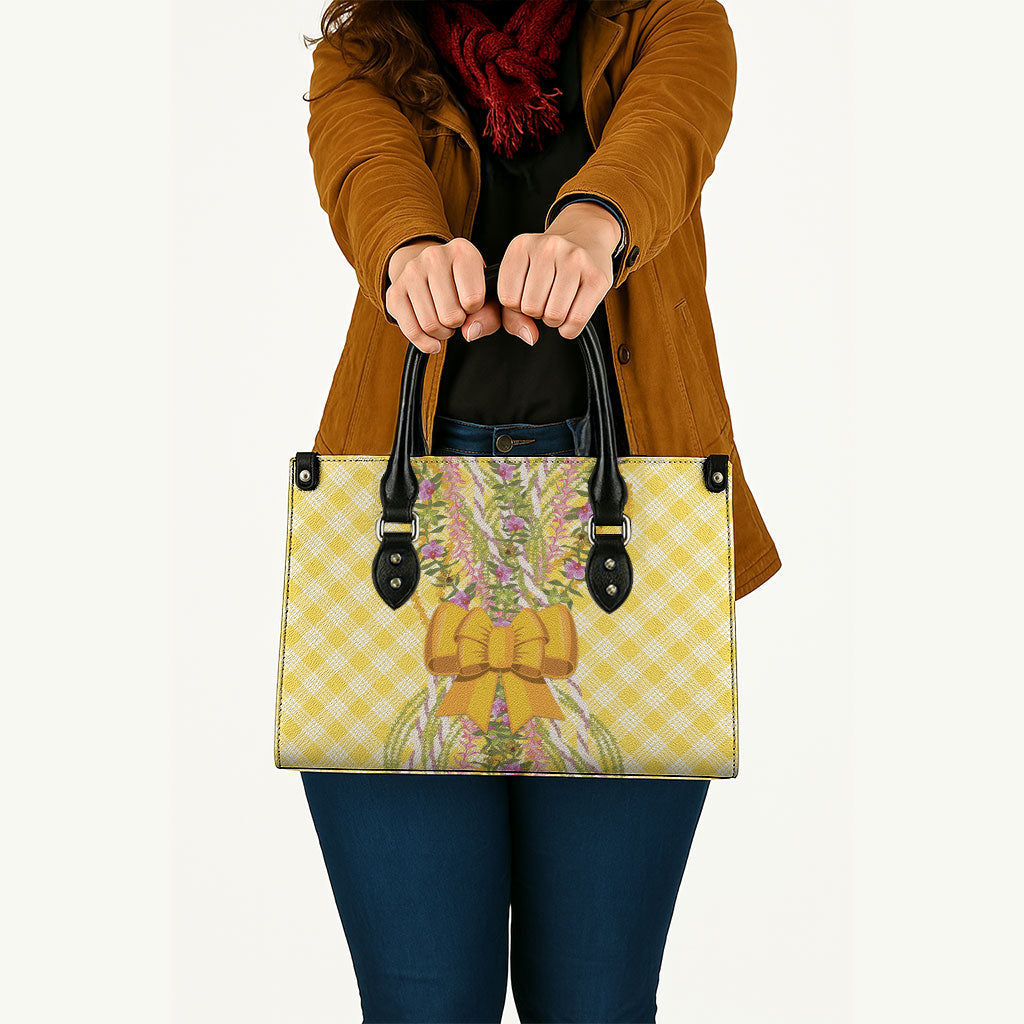 Hawaii Palaka Pikake Lokelani Plumeria Leather Bag Melemele Coquette Bow LT01 - Polynesian Pride