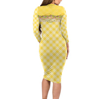 Hawaii Palaka Pikake Lokelani Plumeria Long Sleeve Bodycon Dress Melemele Coquette Bow LT01 - Polynesian Pride