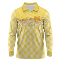 Hawaii Palaka Pikake Lokelani Plumeria Long Sleeve Polo Shirt Melemele Coquette Bow LT01 Yellow - Polynesian Pride