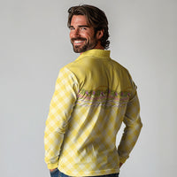 Hawaii Palaka Pikake Lokelani Plumeria Long Sleeve Polo Shirt Melemele Coquette Bow LT01 - Polynesian Pride