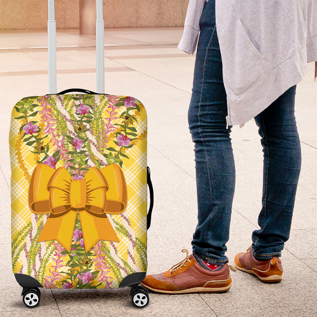 Hawaii Palaka Pikake Lokelani Plumeria Luggage Cover Melemele Coquette Bow LT01 Yellow - Polynesian Pride