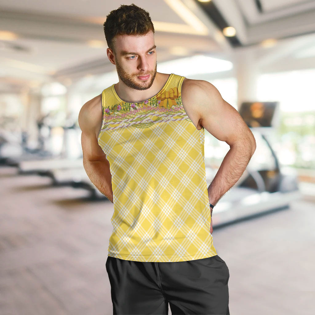 Hawaii Palaka Pikake Lokelani Plumeria Men Tank Top Melemele Coquette Bow LT01 Yellow - Polynesian Pride