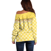 Hawaii Palaka Pikake Lokelani Plumeria Off Shoulder Sweater Melemele Coquette Bow LT01 - Polynesian Pride