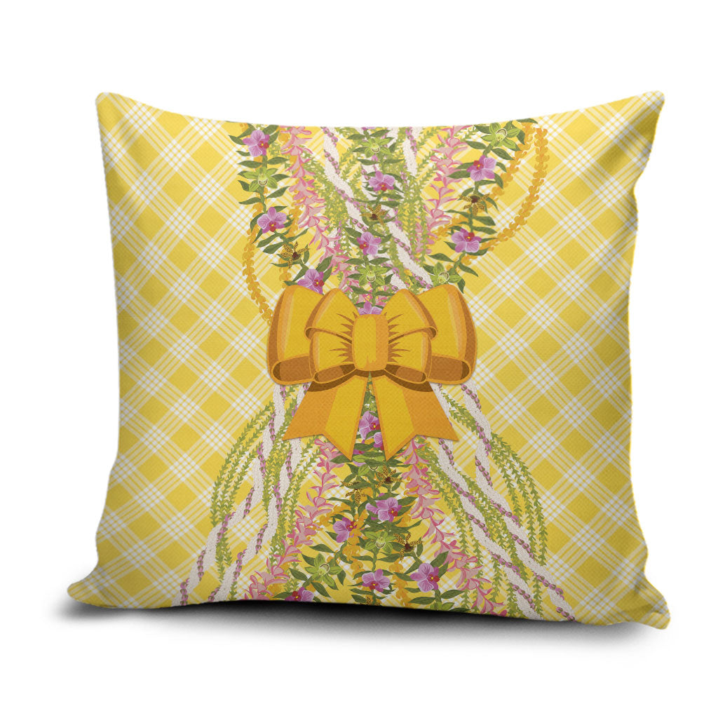 Hawaii Palaka Pikake Lokelani Plumeria Pillow Cover Melemele Coquette Bow LT01 Yellow - Polynesian Pride