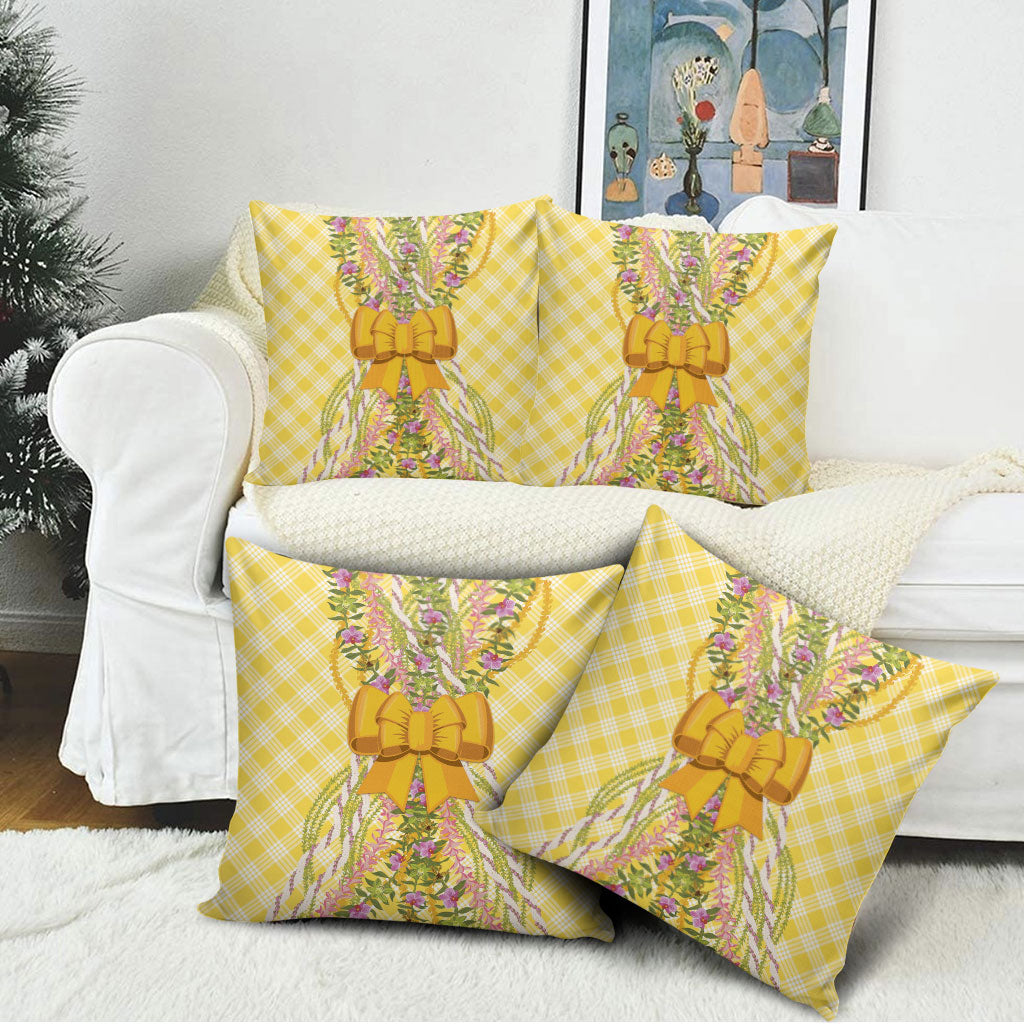 Hawaii Palaka Pikake Lokelani Plumeria Pillow Cover Melemele Coquette Bow LT01 - Polynesian Pride