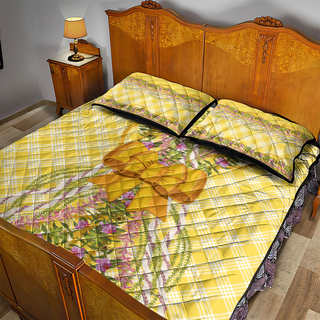 Hawaii Palaka Pikake Lokelani Plumeria Quilt Bed Set Melemele Coquette Bow LT01 - Polynesian Pride