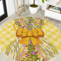 Hawaii Palaka Pikake Lokelani Plumeria Round Carpet Melemele Coquette Bow LT01 Yellow - Polynesian Pride