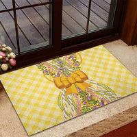 Hawaii Palaka Pikake Lokelani Plumeria Rubber Doormat Melemele Coquette Bow LT01 - Polynesian Pride